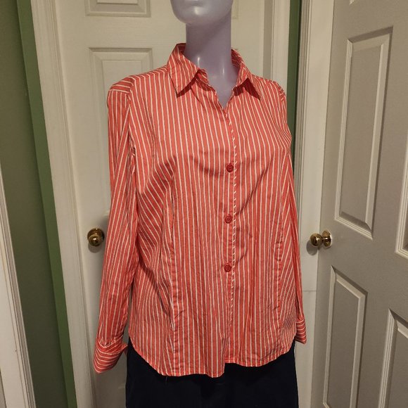Peach Striped Dress Shirt (Petite) - Picture 1 of 4